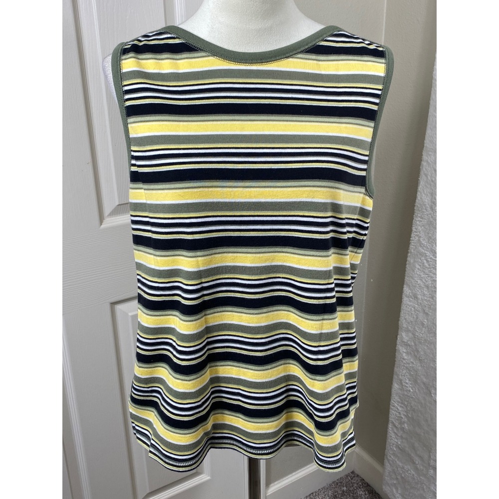 Bobbie Brooks Women's Striped Tank Top Sleeveless Casual Comfy Top‎ Large Retro